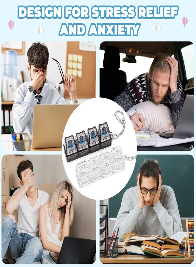 فانيس فان لعبة لوحة مفاتيح للكبار، قطعتان، صامتة وصوتها نقرة، سلسلة مفاتيح، ألعاب حسية لتخفيف القلق والتوتر (أبيض وأسود، قطعتان - 4 في 1) - Image 5